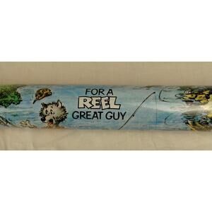 Vintage American Greetings Forget Me Not Gift Wrap - Fishing - Reel Great Guy